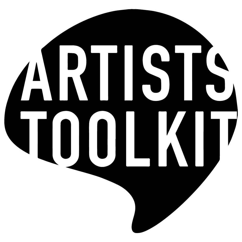 Speech bubble logo with the words Artists Toolkit
