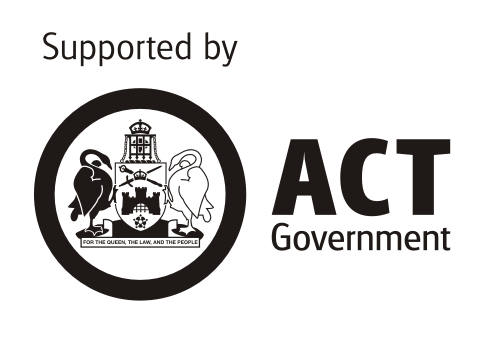 Logo with the text 'Supported by ACT Government' in black.